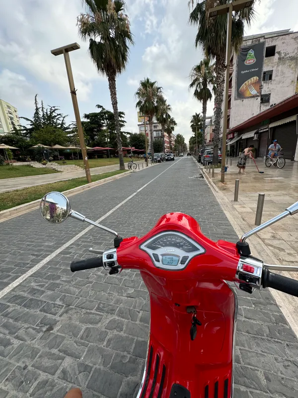 Vespa on Albanian coast