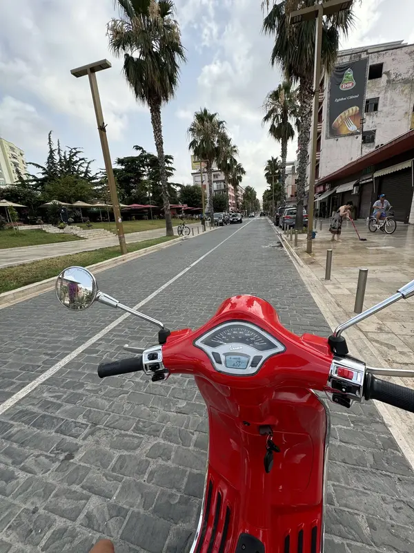 Vespa on Albanian coast